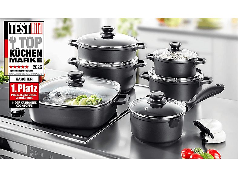 Batería de cocina - KARCHER 112914, 16 l, Aluminio, Negro — foto 2