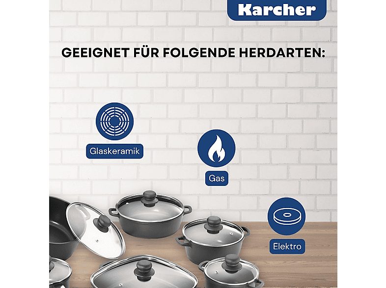 Batería de cocina - KARCHER 112914, 16 l, Aluminio, Negro — foto 4