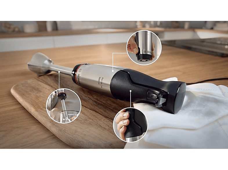 Batidora de mano - BOSCH MSM6M621, 1000 W, 12 velocidades, Negro, Acero inoxidable — foto 4