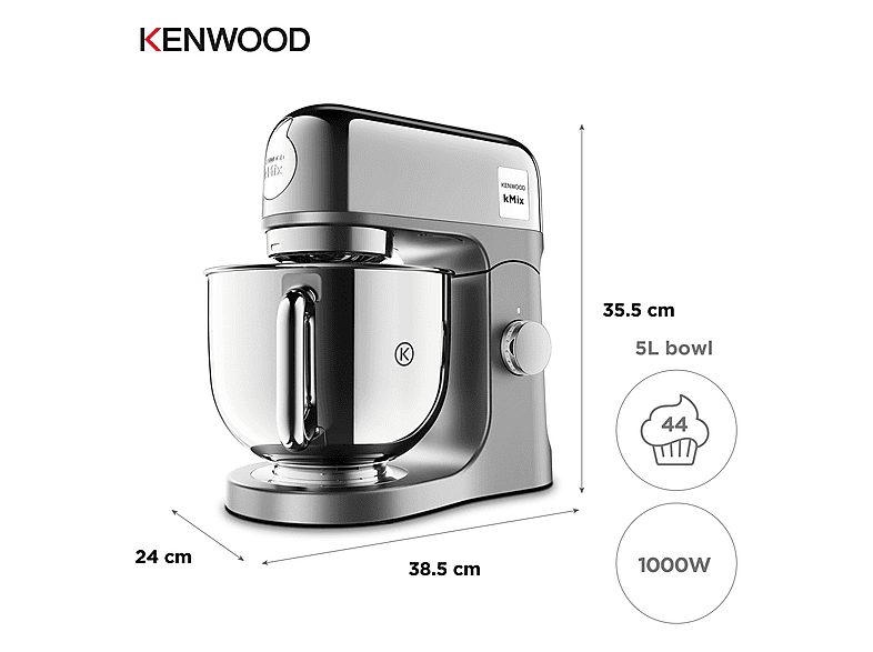 Batidora de mano - KENWOOD KMX760CH, 1000 W, Totalmente variable velocidades, Gris — foto 7