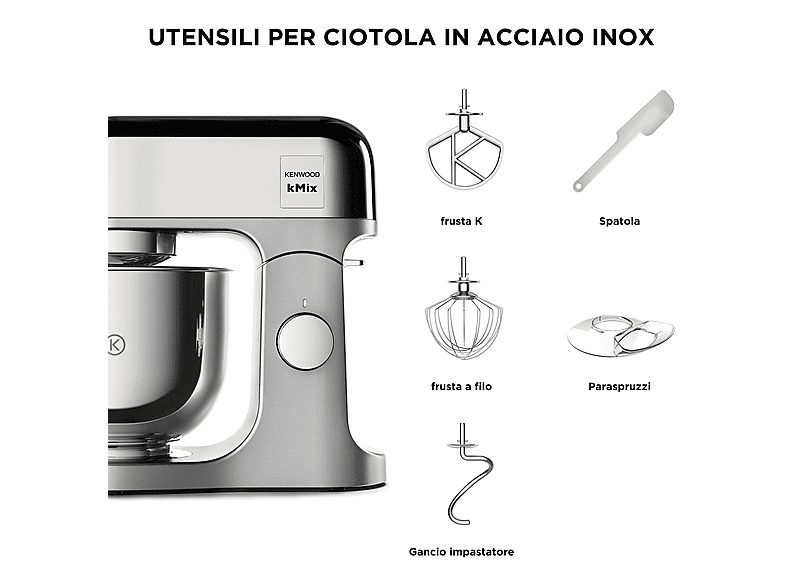 Batidora de mano - KENWOOD KMX760CH, 1000 W, Totalmente variable velocidades, Gris — foto 8