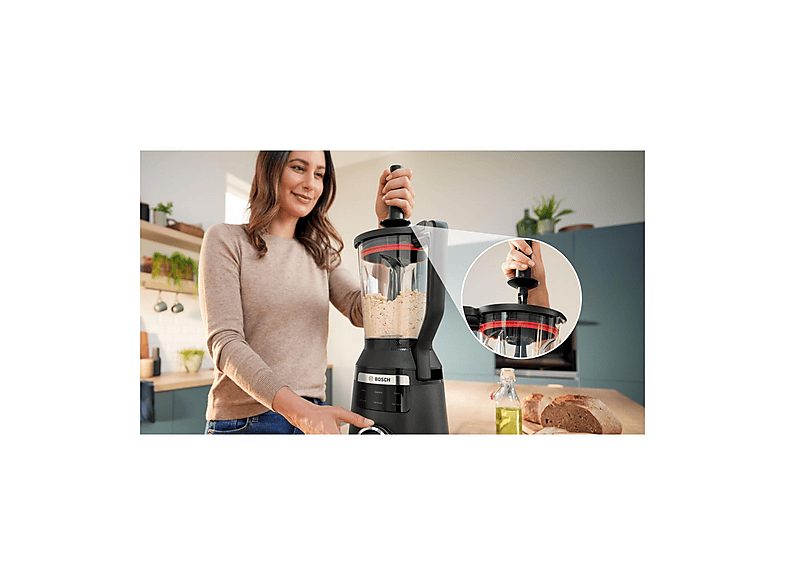 Batidora de vaso - BOSCH Serie 6 MMB6652B, 1800 W, 2 l, Negro — foto 2