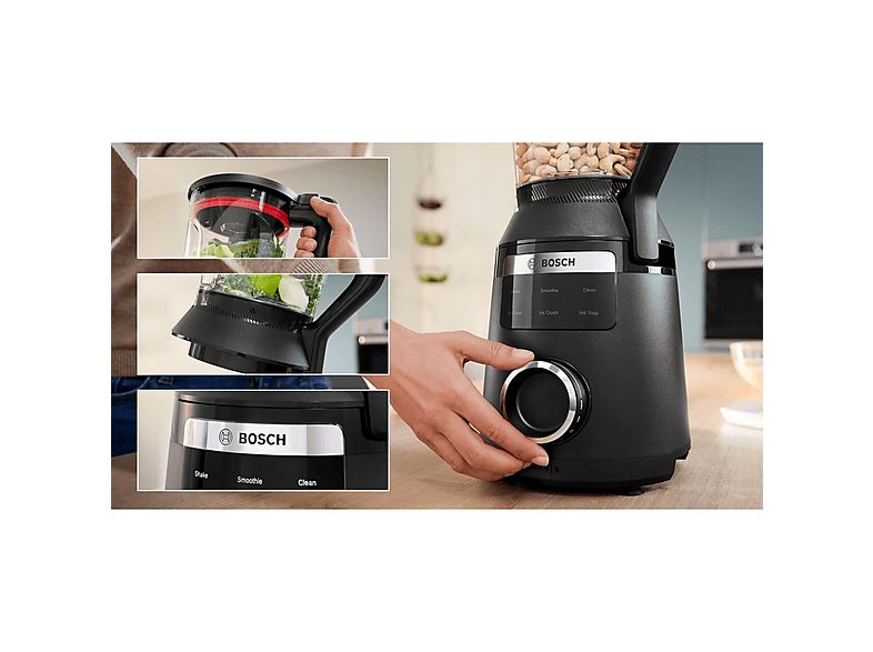 Batidora de vaso - BOSCH Serie 6 MMB6652B, 1800 W, 2 l, Negro — foto 3