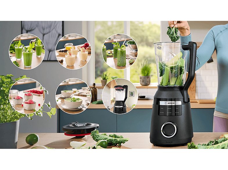 Batidora de vaso - BOSCH Serie 6 MMB6652B, 1800 W, 2 l, Negro — foto 5