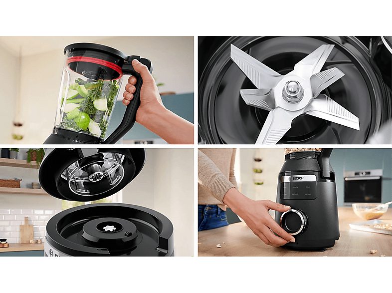 Batidora de vaso - BOSCH Serie 6 MMB6652B, 1800 W, 2 l, Negro — foto 6