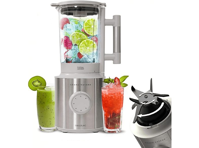Batidora de vaso - CECOTEC Grand Katana 2700MAX Total Destroy W, 2700 W, 1.8 l, Multicolor