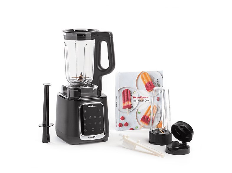 Batidora de vaso - Moulinex InfinyMix+ LM91HD, 1600 W, 2.6 L, 6 Cuchillas, 10 velocidades, Tecnología Powelix, 5 Programas, Vaso Tritan, Titanio — foto 2