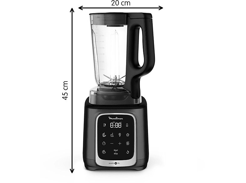 Batidora de vaso - Moulinex InfinyMix+ LM91HD, 1600 W, 2.6 L, 6 Cuchillas, 10 velocidades, Tecnología Powelix, 5 Programas, Vaso Tritan, Titanio — foto 3
