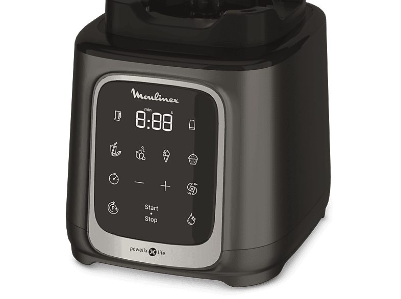 Batidora de vaso - Moulinex InfinyMix+ LM91HD, 1600 W, 2.6 L, 6 Cuchillas, 10 velocidades, Tecnología Powelix, 5 Programas, Vaso Tritan, Titanio — foto 6