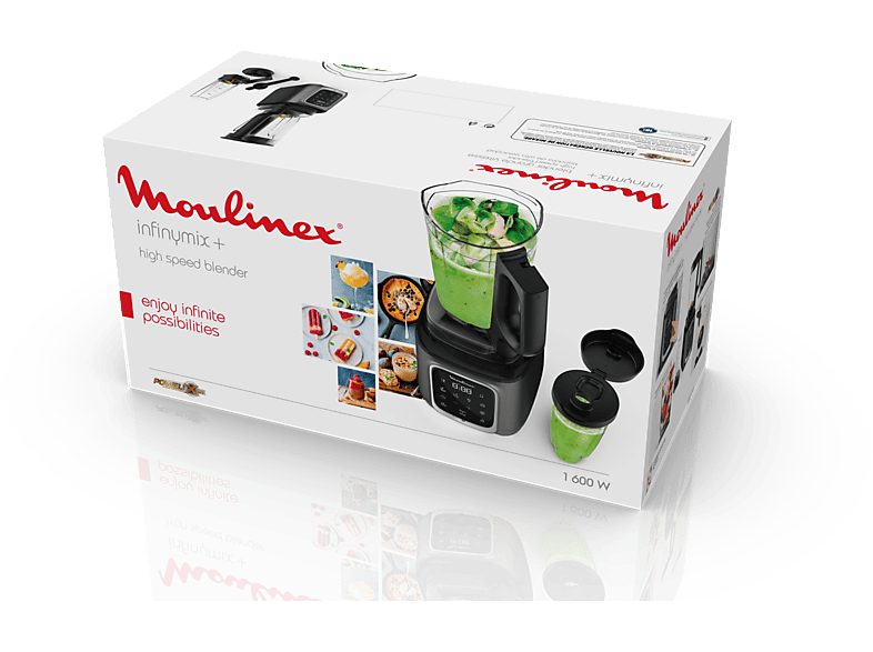 Batidora de vaso - Moulinex InfinyMix+ LM91HD, 1600 W, 2.6 L, 6 Cuchillas, 10 velocidades, Tecnología Powelix, 5 Programas, Vaso Tritan, Titanio — foto 8