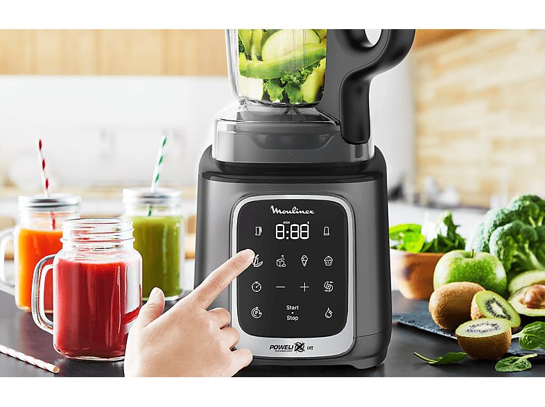 Batidora de vaso - Moulinex InfinyMix+ LM91HD, 1600 W, 2.6 L, 6 Cuchillas, 10 velocidades, Tecnología Powelix, 5 Programas, Vaso Tritan, Titanio — foto 9