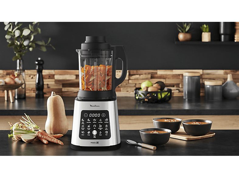 Batidora de vaso - Moulinex Perfectmix Cook LM835D, 1400 W, 2 L, 6 Cuchillas Powelix, Recetas Frías y Calientes, 10 programas, Táctil, Inox. — foto 10