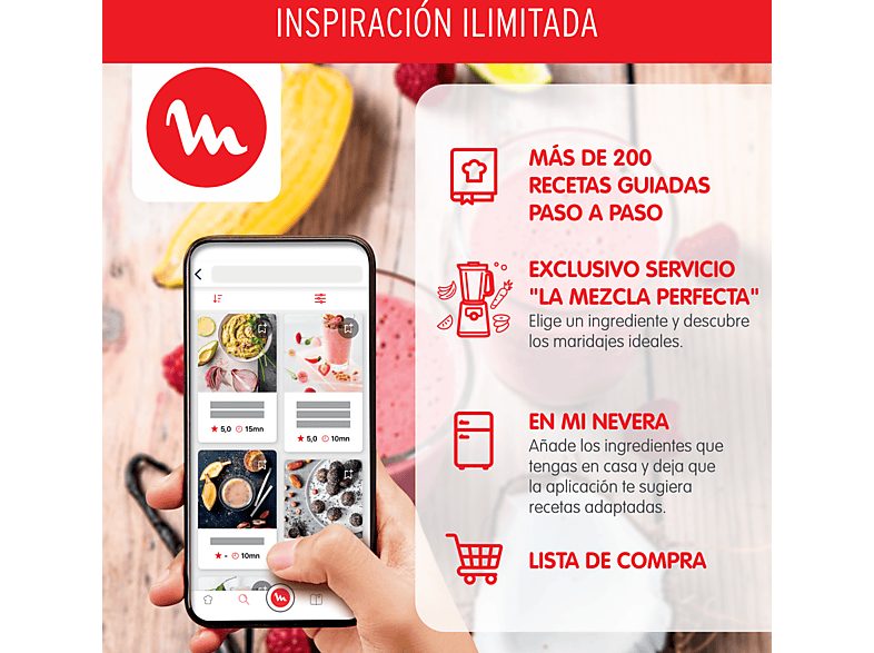 Batidora de vaso - Moulinex Perfectmix Cook LM835D, 1400 W, 2 L, 6 Cuchillas Powelix, Recetas Frías y Calientes, 10 programas, Táctil, Inox. — foto 2