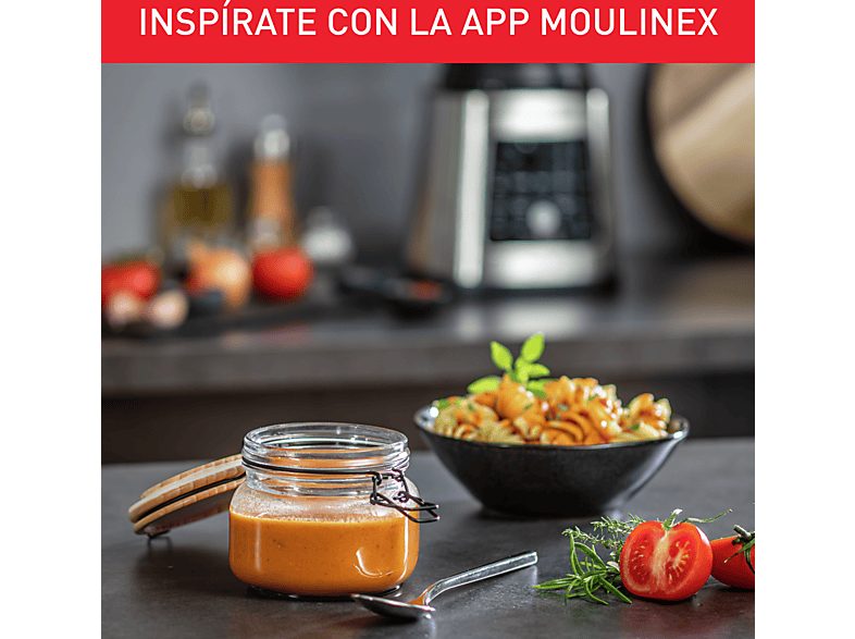 Batidora de vaso - Moulinex Perfectmix Cook LM835D, 1400 W, 2 L, 6 Cuchillas Powelix, Recetas Frías y Calientes, 10 programas, Táctil, Inox. — foto 5