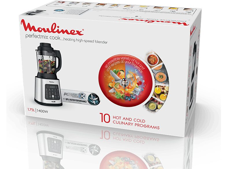 Batidora de vaso - Moulinex Perfectmix Cook LM835D, 1400 W, 2 L, 6 Cuchillas Powelix, Recetas Frías y Calientes, 10 programas, Táctil, Inox. — foto 9
