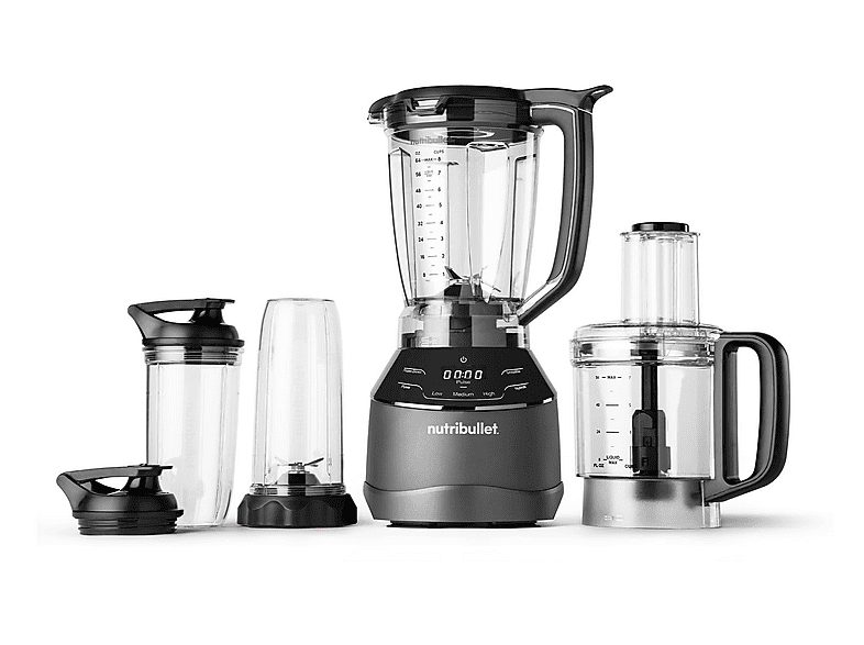 Batidora de vaso - nutribullet Triple Prep System, 1.500 W, Jarra de 1.8 l, Procesador de 1.65 l, Vasos portátiles de 0.9 l y 0.7 l, Táctil, Negro — foto 6