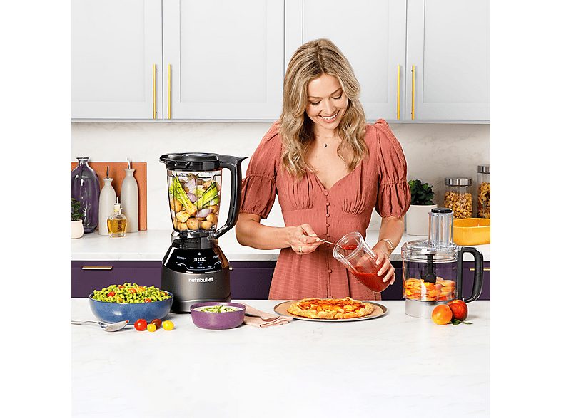 Batidora de vaso - nutribullet Triple Prep System, 1.500 W, Jarra de 1.8 l, Procesador de 1.65 l, Vasos portátiles de 0.9 l y 0.7 l, Táctil, Negro — foto 7