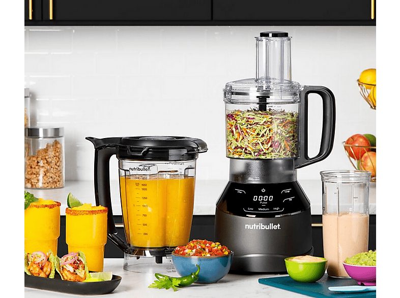 Batidora de vaso - nutribullet Triple Prep System, 1.500 W, Jarra de 1.8 l, Procesador de 1.65 l, Vasos portátiles de 0.9 l y 0.7 l, Táctil, Negro — foto 8