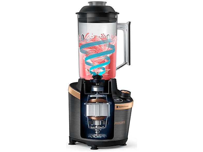 Batidora de vaso - PHILIPS HR3770/00, 1500 W, 2000 ml, Negro, Cobre — foto 3