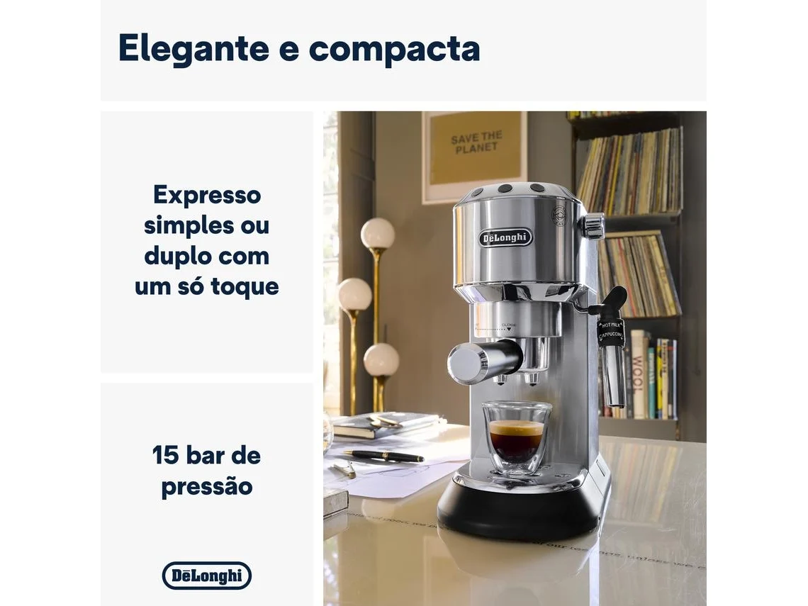 Cafetera DELONGHI Dedica Style EC685.M (15 bar - Gris) — foto 2