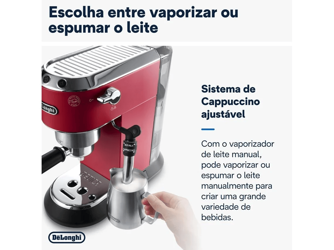 Cafetera DELONGHI Dedica Style EC685.R (15 bar - Rojo) — foto 5