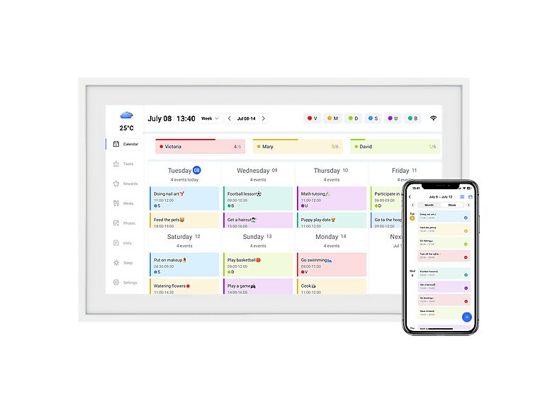 TABWEE Calendario electrónico - TABWEE P15 Calendario Digital, Blanco