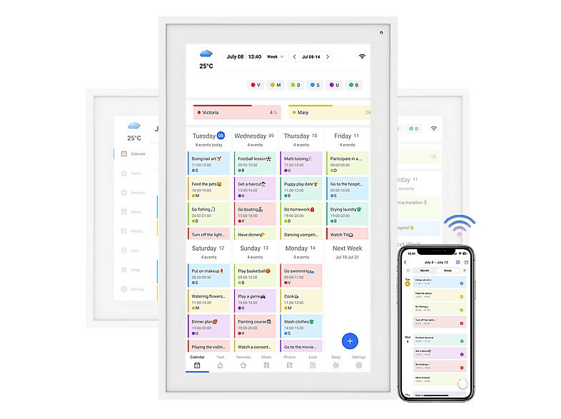 Calendario electrónico - TABWEE P15 Calendario Digital, Blanco — foto 2