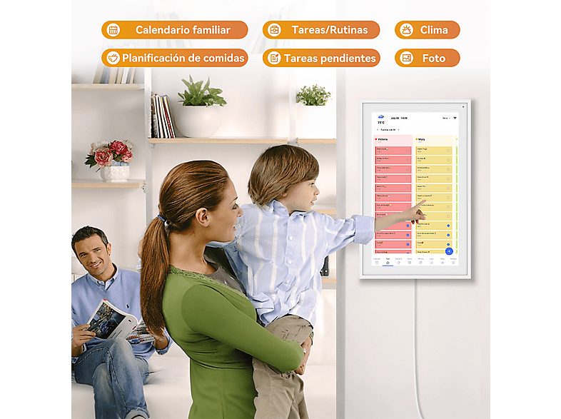 Calendario electrónico - TABWEE P15 Calendario Digital, Blanco — foto 4