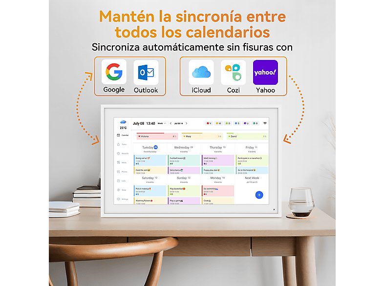 Calendario electrónico - TABWEE P15 Calendario Digital, Blanco — foto 5