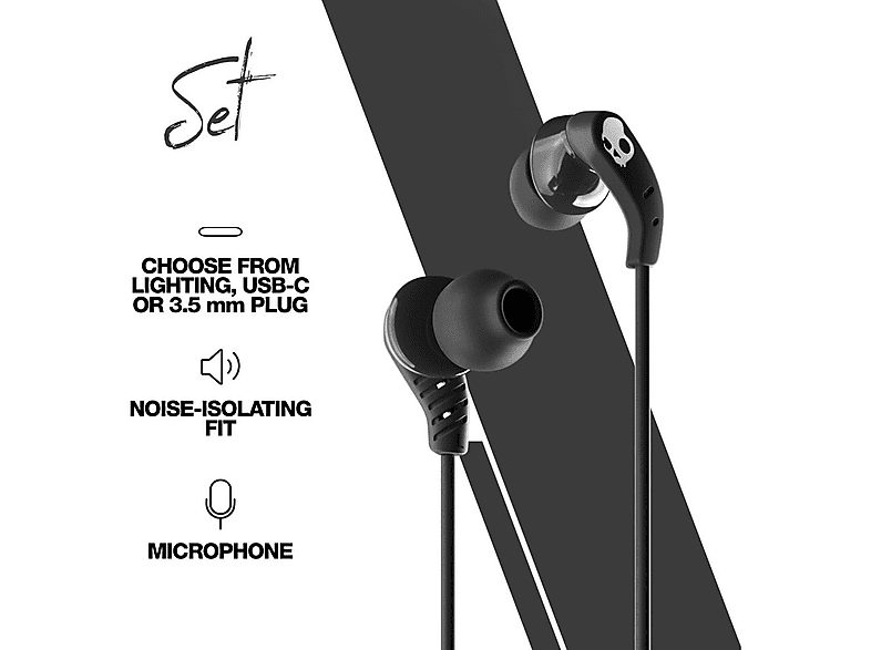 Deportivo  - AURICULARES SKULLCANDY SET IN-EAR W/MIC1 + LIGHTNING - BLACK SKULLCANDY, Intraurales, Negro — foto 5
