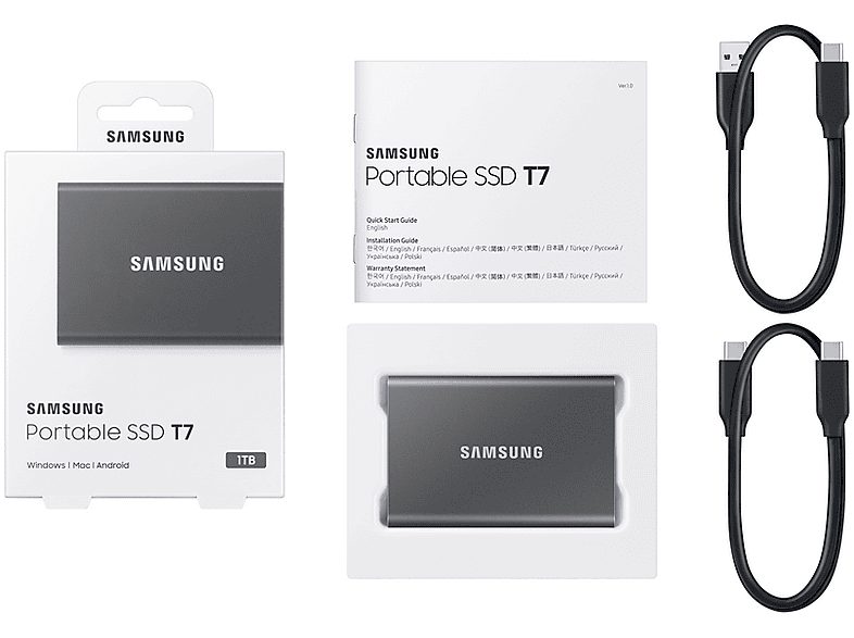 Disco duro externo 1 TB - Samsung T7 MU-PC1T0T/WW, SSD, Hasta 1050 MB/s, USB 3.2 Gen.2 (10Gbps), Gris — foto 10