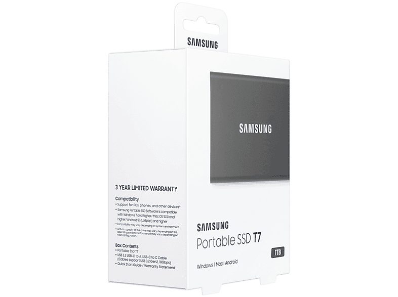 Disco duro externo 1 TB - Samsung T7 MU-PC1T0T/WW, SSD, Hasta 1050 MB/s, USB 3.2 Gen.2 (10Gbps), Gris — foto 7