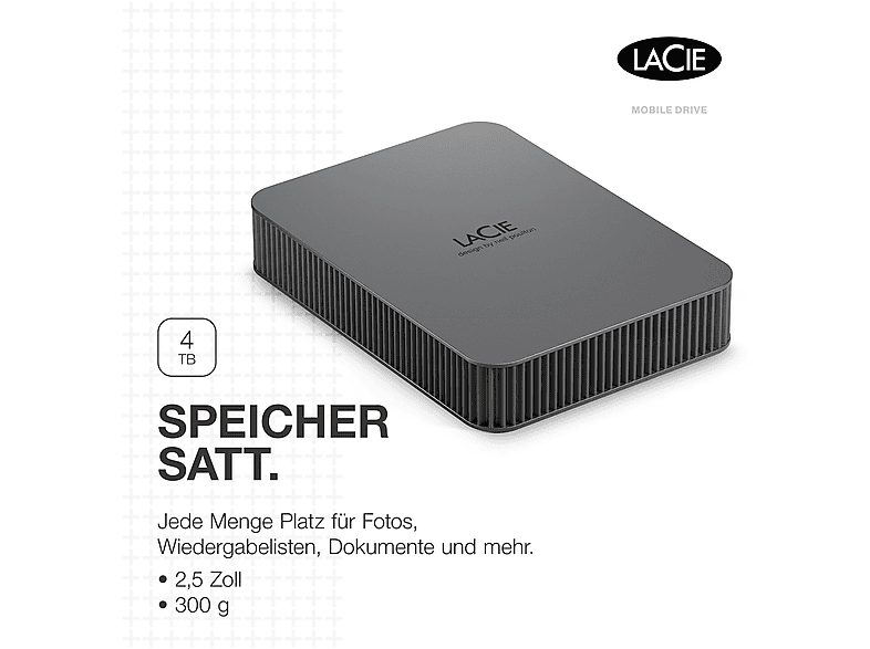 Disco duro externo 4 TB - LACIE STLR4000400, 2,5 ", HDD, Gris — foto 2