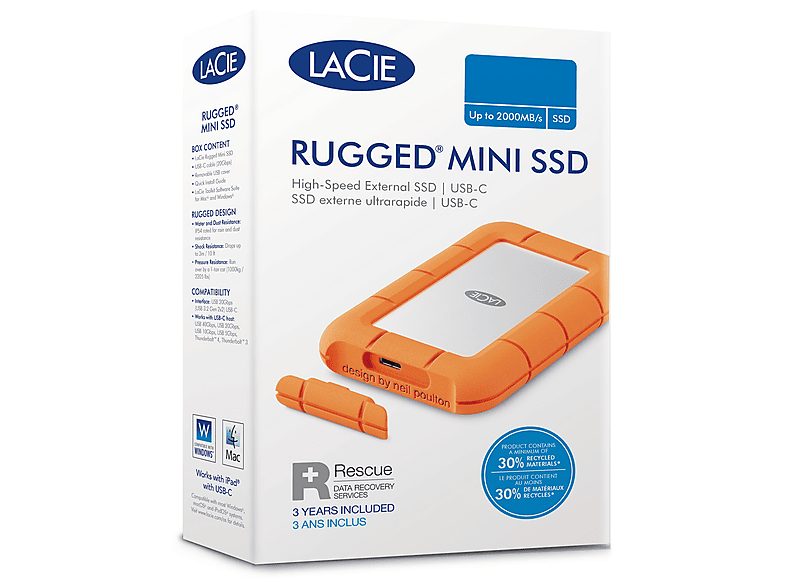 Disco duro externo 5 TB - LACIE STJJ5000400, 2,5 ", HDD, Plateado + naranja — foto 5