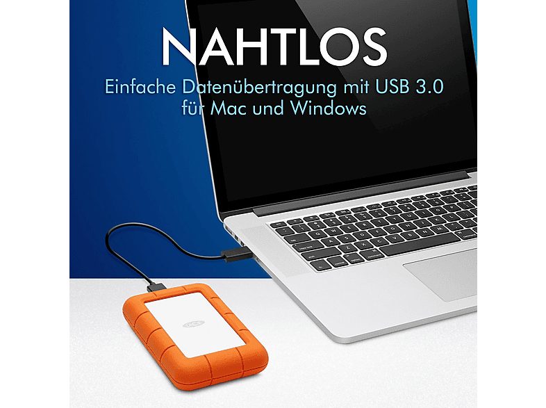 Disco duro externo 5 TB - LACIE STJJ5000400, 2,5 ", HDD, Plateado + naranja — foto 9