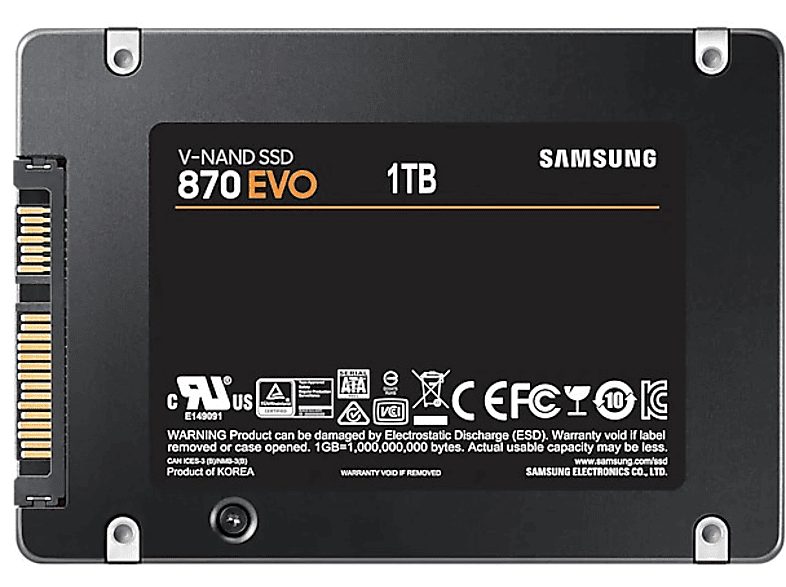 Disco duro SSD 1 TB - Samsung 870 EVO MZ-77E1T0B/EU, 2.5 Pulgadas, Interno, Interfaz SATA 6 GB/s, Negro — foto 2
