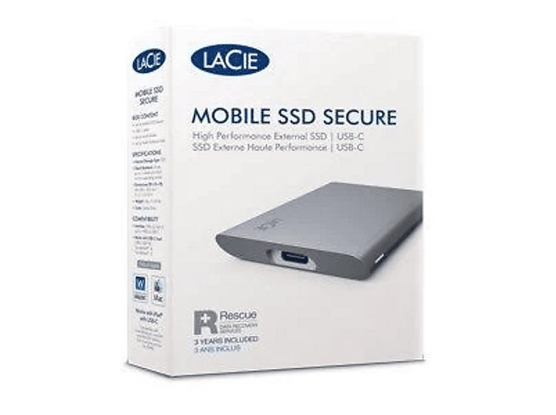 Disco duro SSD externo 1 TB - Lacie Mobile SSD Secure, 1x USB-C, Negro — foto 4