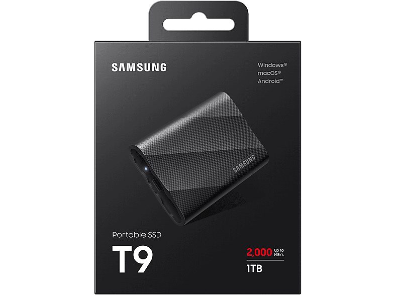 Disco duro SSD externo 1 TB - Samsung, T9, MU-PG1T0B/EU, USB-C,2000 MB/s, Negro — foto 7