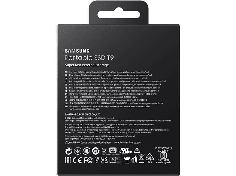 Disco duro SSD externo 1 TB - Samsung, T9, MU-PG1T0B/EU, USB-C,2000 MB/s, Negro — foto 8