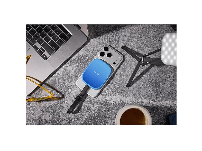 Disco duro SSD externo 1 TB - Sandisk Creator Phone SSD, Compatible con MagSafe, Hasta 1000MB/s lectura, Azul — foto 4