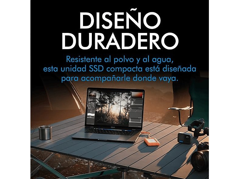 Disco duro SSD externo 1TB - Lacie Rugged Mini, 1TB, USB-C, 2.5", Naranja — foto 2