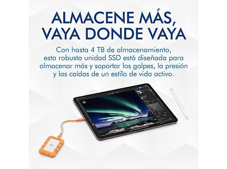 Disco duro SSD externo 1TB - Lacie Rugged Mini, 1TB, USB-C, 2.5", Naranja — foto 3