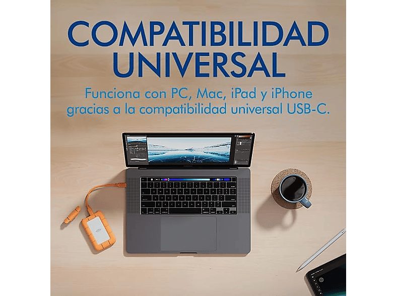 Disco duro SSD externo 1TB - Lacie Rugged Mini, 1TB, USB-C, 2.5", Naranja — foto 5