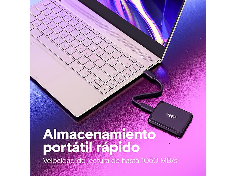 Disco duro SSD externo 2 TB - Crucial X9, USB-C, Portátil, Negro — foto 2