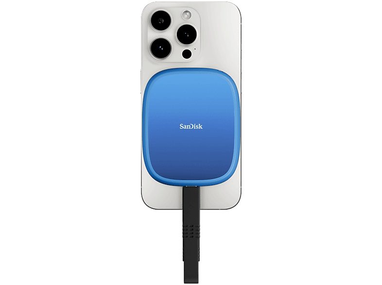 Disco duro SSD externo 2 TB - Sandisk Creator Phone SSD, Compatible con MagSafe, Hasta 1000MB/s lectura, Azul