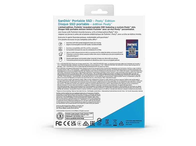 Disco duro SSD externo 2TB - Sandisk Fortnite® Portable SSD, edición Banano, Peely, Hasta 800 MB/s, USB 3.2, Amarillo — foto 8
