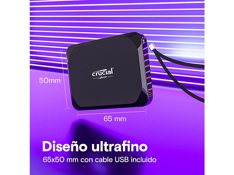 Disco duro SSD externo 4 TB- Crucial X9, USB-C, Portátil, Negro — foto 3