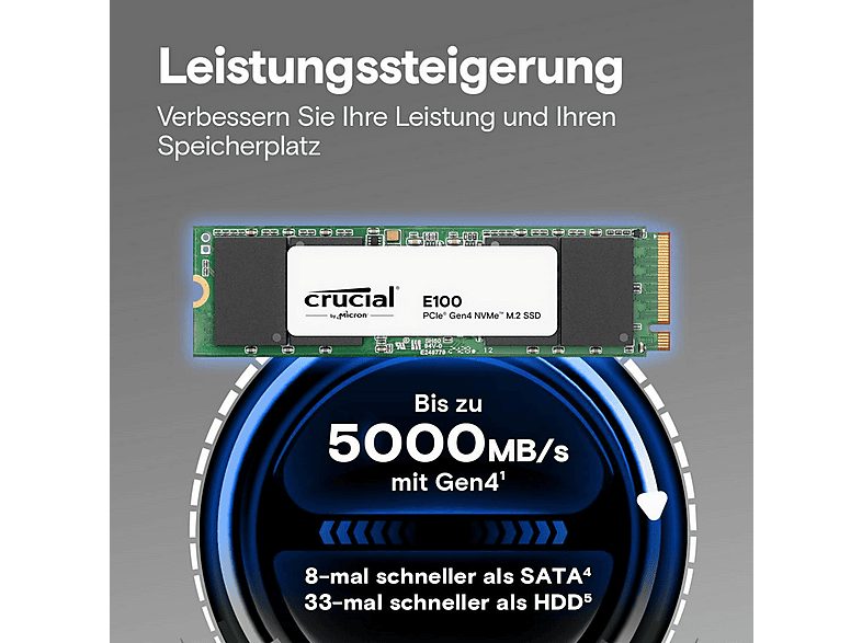 Disco duro SSD interno 1 TB - CRUCIAL E100, Interno, Negro — foto 6