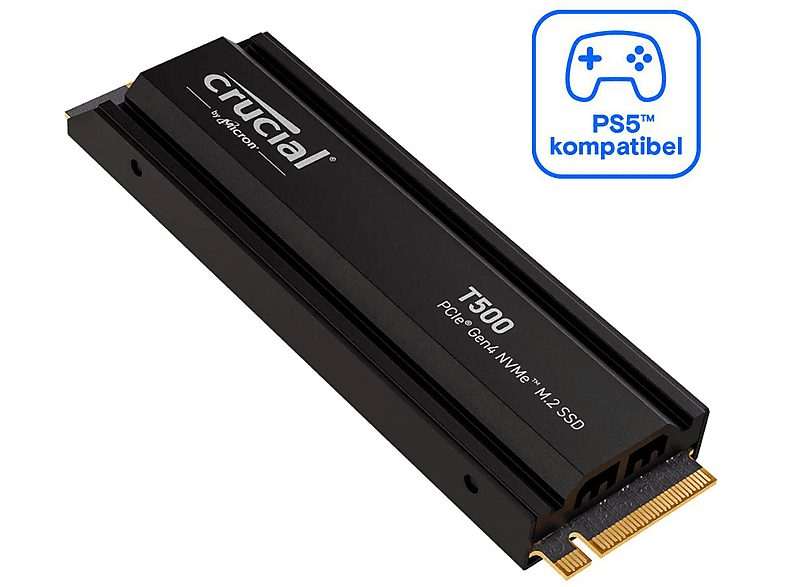 Disco duro SSD interno 1 TB - CRUCIAL Isco duro interno solido ssd crucial t500 1tb pcie nvme 4.0 x4 con hs, Interno, Not available — foto 2