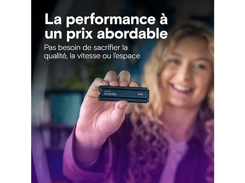 Disco duro SSD interno 2 TB - CRUCIAL P510 PCIe Gen5 NVMe con Heatsink, Interno, Negro — foto 2